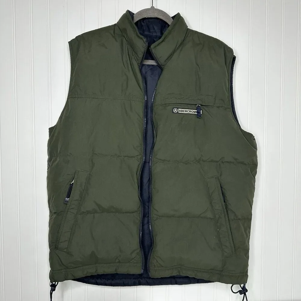 Y2K‎ Vintage Abercrombie & Fitch Duck Down Puffer Vest Reversible Size M READ